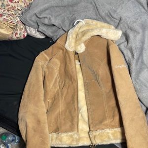 brown with a tan faux fur